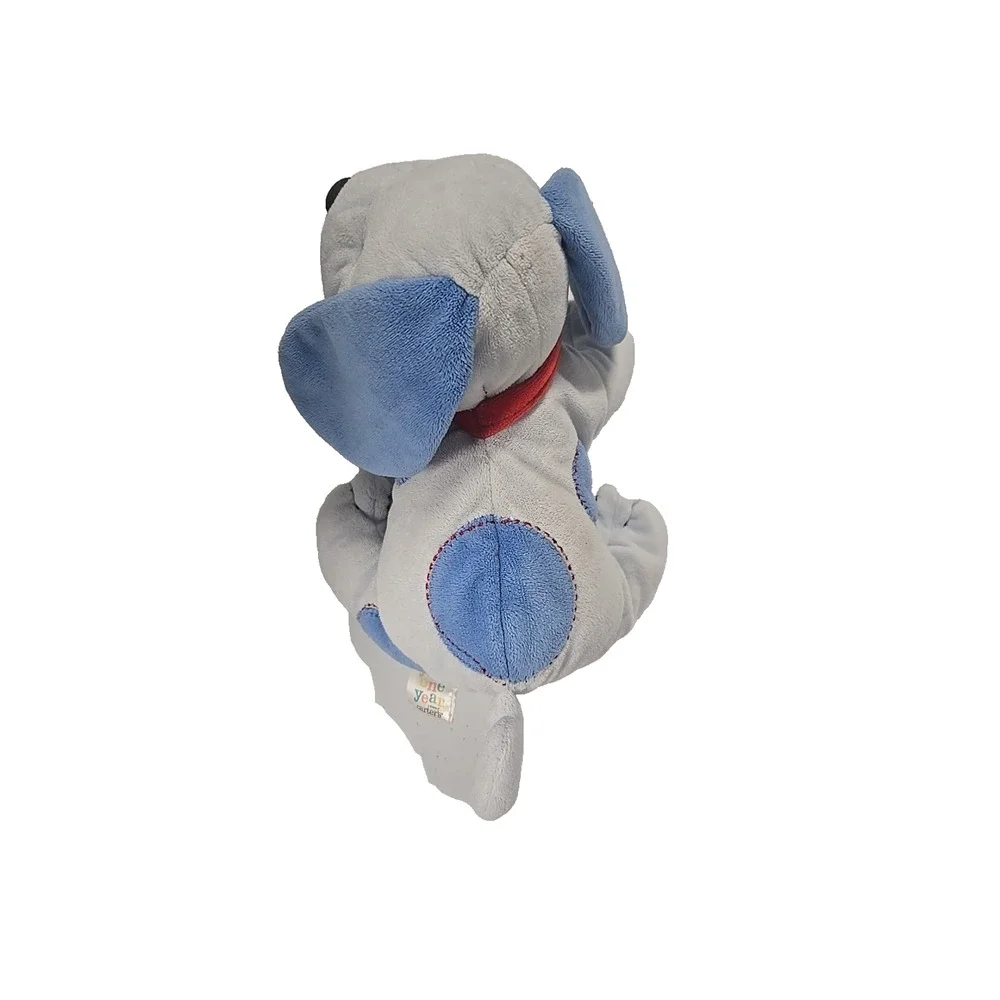 Carters Just One Year Stuffed Plush Blue Puppy Dog Spots Red Collar 8 Inch